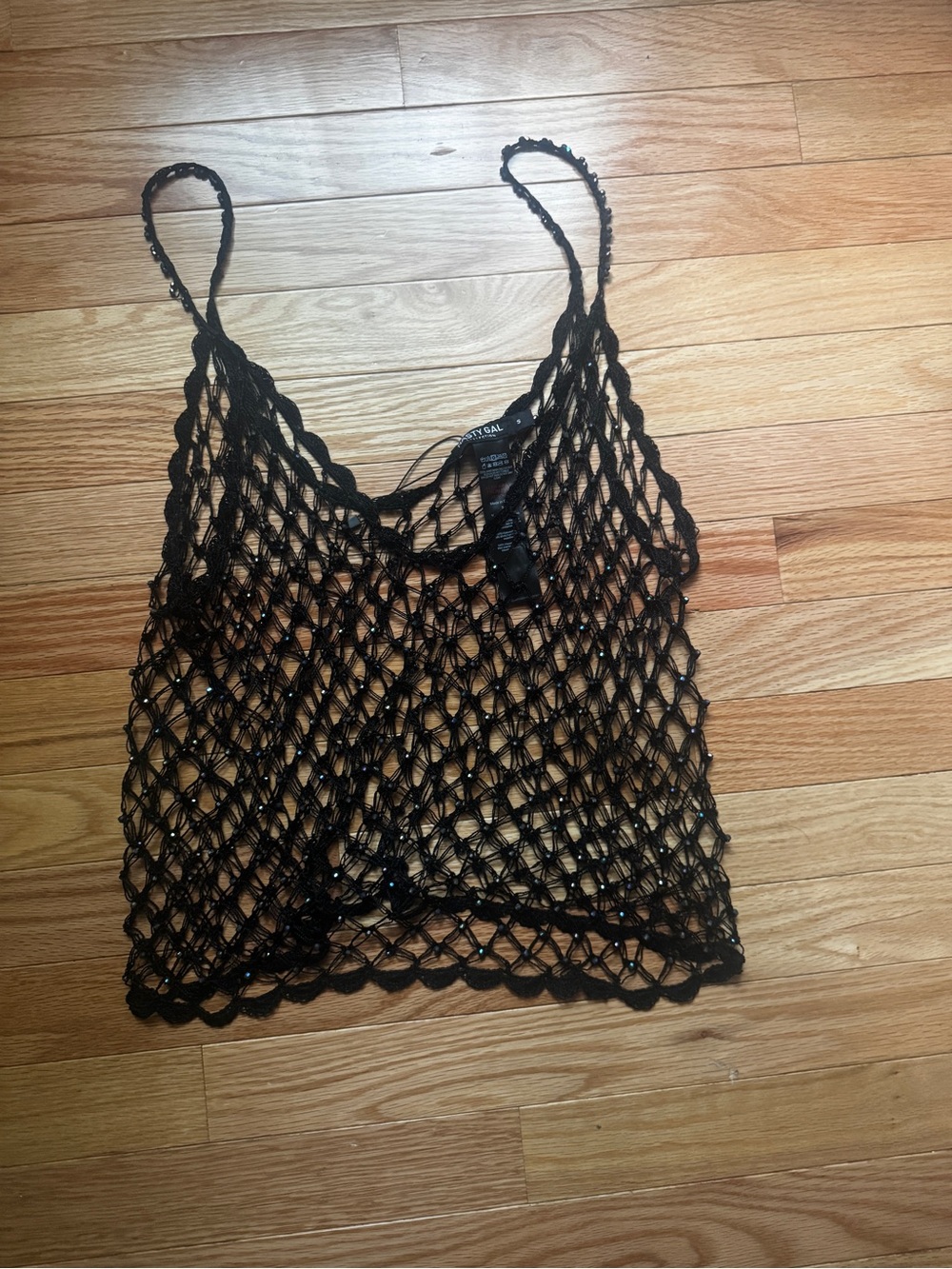 Nasty Gal Black Crochet Mesh Tank Top